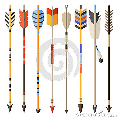 Ethnic set of indian arrows in native style Vector Illustration