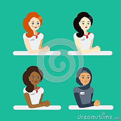 Flat woman Cartoon Illustration