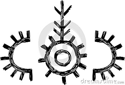 ethnic shamanic pagan symbols of sun and moon Vector Illustration