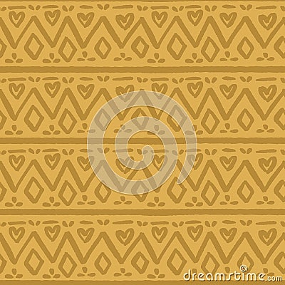 Ethnic stripes seamless pattern inspired by wool winter sweater designs in monotone mustard yellow background. Vector Vector Illustration