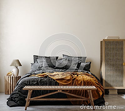 Ethnic style bedroom interior background Stock Photo