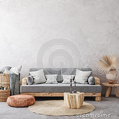 Ethnic style living room interior Stock Photo