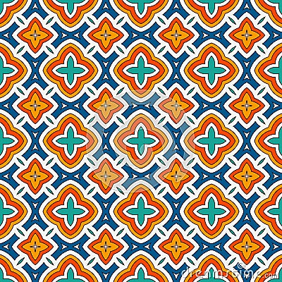 Ethnic style seamless pattern with floral motif. Vintage bright colors abstract background. Tribal ornament. Vector Illustration