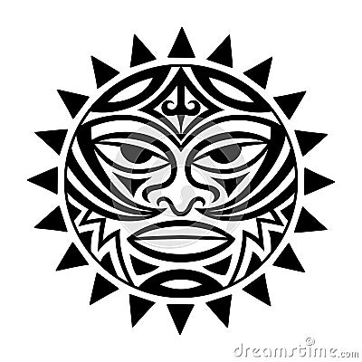 Ethnic symbol-mask of the Maori people - Tiki. Thunder-like Tiki is symbol of God. Sacral tribal sign in the Polenesian style for Vector Illustration