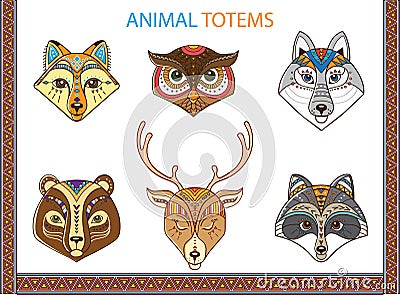 Ethnic totem animals Vector Illustration