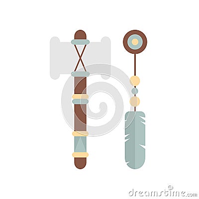 Ethnic Tribal Ax Flat Icon. Decorative Hatchet. Vector Illustration