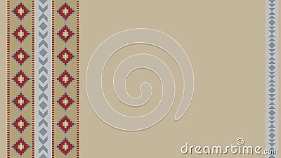 Ethnic tribal pattern background with copy space for text. Beige, red and grey colors. For banner, fliers, menu Vector Illustration