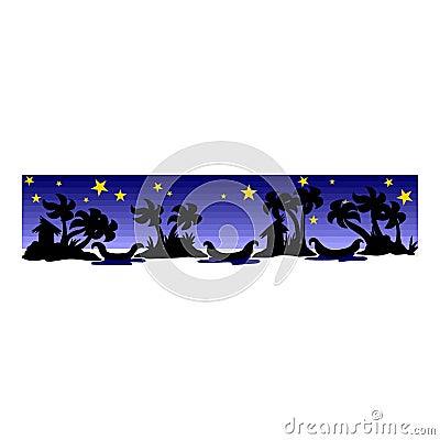 ethnic tribal scenery night banner Vector Illustration