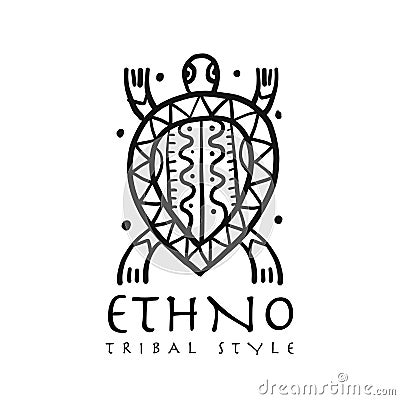 Ethnic turtle logo for your design. Polynesian style Vector Illustration