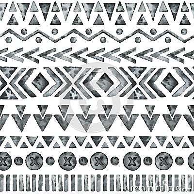 Ethnic watercolor seamless pattern. Vector Illustration