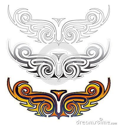 Ethnic wings tattoo set Vector Illustration