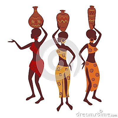 Ethnic woman with pottery Vector Illustration