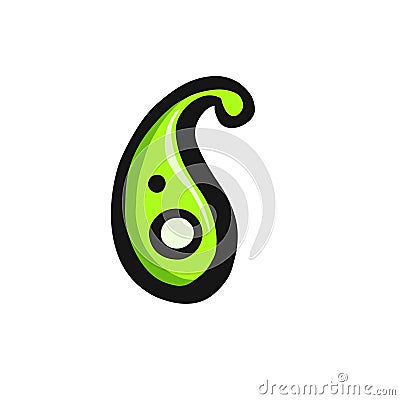 ethnically stylized green paisley and vector Vector Illustration