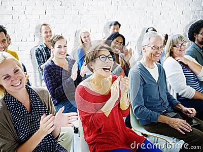 Ethnicity Audience Crowd Seminar Cheerful Community Concept Stock Photo