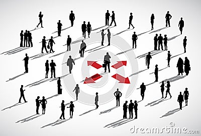 Ethnicity Business People Discussion Arrows Concept Stock Photo