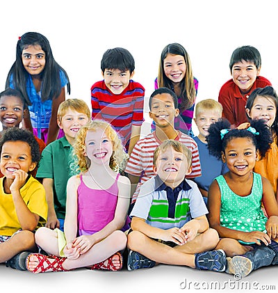 Ethnicity Diversity Gorup of Kids Friendship Cheerful Concept Stock Photo