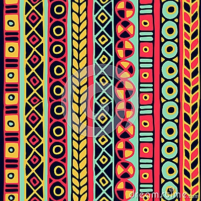 Ethnicity seamless pattern. Boho style. Ethnic wallpaper. Tribal art print. Old abstract borders background texture Vector Illustration