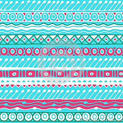 Ethnicity seamless pattern. Boho style. Ethnic wallpaper. Tribal art print. Old abstract borders background texture Vector Illustration