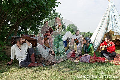 Ethno art group Borodinsky Gipsy, Moscow Editorial Stock Photo