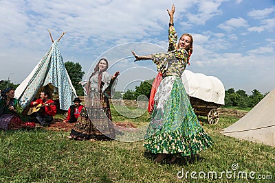 Ethno art group Borodinsky Gipsy, Moscow Editorial Stock Photo