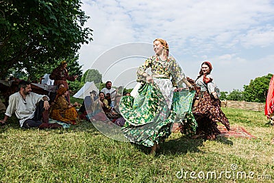 Ethno art group Borodinsky Gipsy, Moscow Editorial Stock Photo