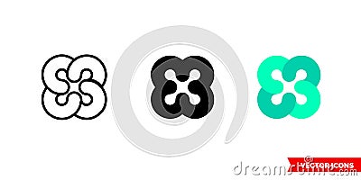 Ethos cryptocurrency icon of 3 types color, black and white, outline. Isolated vector sign symbol Stock Photo