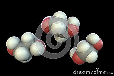 Ethylene glycol molecule, 3D illustration Cartoon Illustration