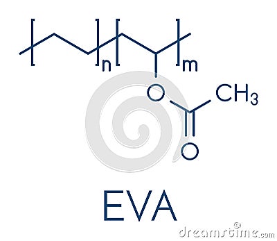 Ethylene-vinyl acetate EVA copolymer, chemical structure. Skeletal formula. Vector Illustration