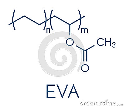 Ethylene-vinyl acetate EVA copolymer, chemical structure. Skeletal formula. Stock Photo