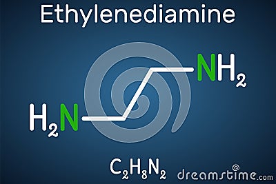 Ethylenediamine C2H8N2 molecule. It is basic amine, polyethylene amine, building block for the production of many chemical Vector Illustration