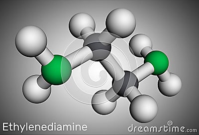 Ethylenediamine C2H8N2 molecule. It is basic amine, polyethylene amine, building block for the production of many chemical Stock Photo