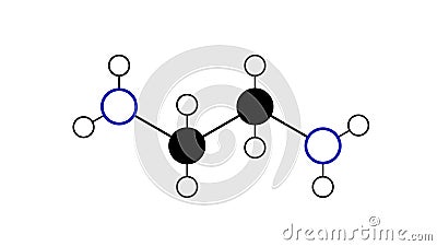 ethylenediamine molecule, structural chemical formula, ball-and-stick model, isolated image edamine Stock Photo