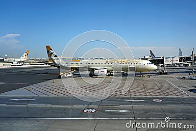 Etihad Airways Airbus A321 aircraft ready for Depart Editorial Stock Photo