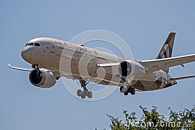 Etihad Airways Boeing 787-9 Dreamliner Close Up Editorial Stock Photo