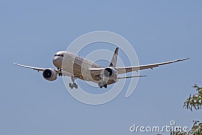 Etihad Airways Boeing 787-9 Dreamliner Front View Editorial Stock Photo