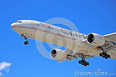 Etihad Airways Boeing 777-300ER About To Land Editorial Stock Photo