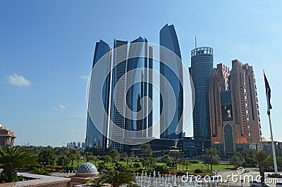Etihad towers,a series of five tall buildings and hotel in Abu Dhabi Corniche , UAE Stock Photo