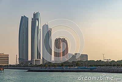 Etihad Towers at Sunset Editorial Stock Photo