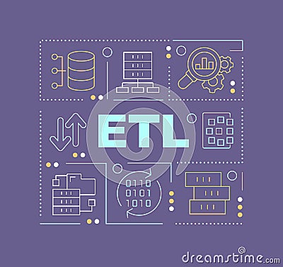 ETL word concepts violet banner Vector Illustration