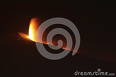 Etna night eruption Stock Photo