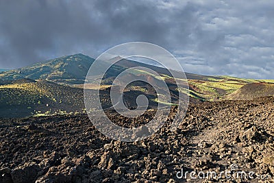 Etna volcano caldera landscape Stock Photo