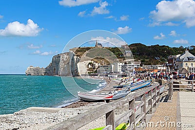 Promenade in Etretat, Normandy Editorial Stock Photo