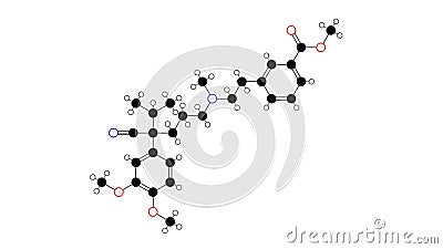 etripamil molecule, structural chemical formula, ball-and-stick model, isolated image phenylbutylamines Stock Photo