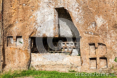 Etruscan catacombs in the ancient city of Sutri, Italy. Stock Photo