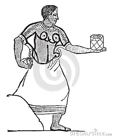 Etruscan cook, vintage engraving Vector Illustration