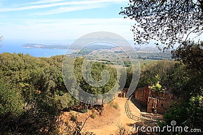 An etruscan necropolis in the woods near Populonia, Italy Stock Photo