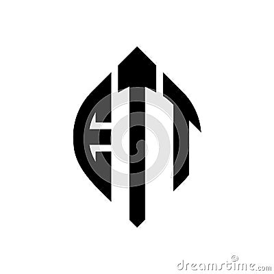 ETT circle letter logo design with circle and ellipse shape. ETT ellipse letters with typographic style. The three initials form a Vector Illustration