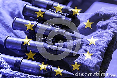 EU delivery of weapons and ammo to Ukraine. Military assistance of Europe. Europe Ukraine war Stock Photo