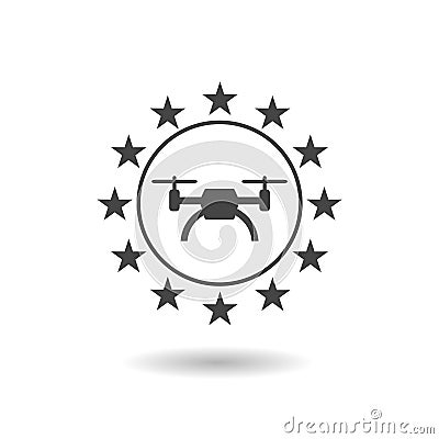 EU drone rules icon with shadow Vector Illustration