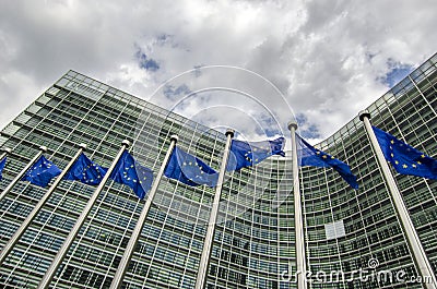 EU flags Stock Photo